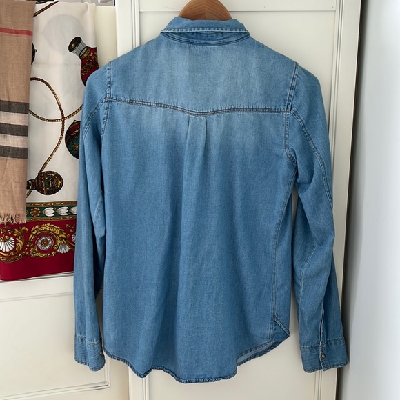 Pull&Bear Women's Top Button Down Denim Shirt - Picture 7 of 9